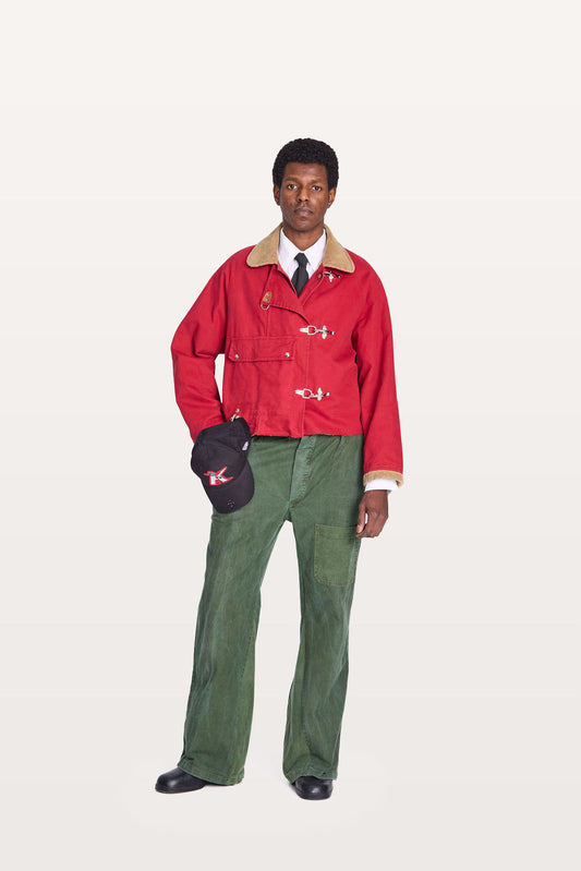 Swedish army green flare trouser